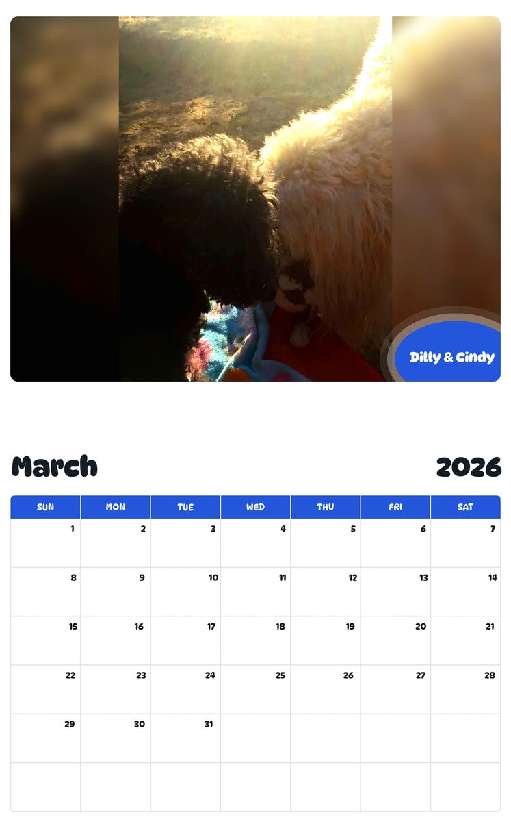 November 2025 - October 2026 Dilly & Cindy - Pawidols Pet Calendar