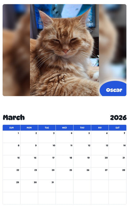 November 2025 - October 2026 Oscar - Pawidols Pet Calendar