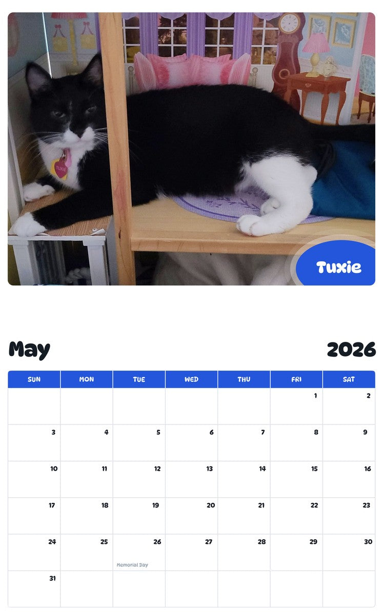 2026 - 2027 Tuxie - Pawidols Pet Calendar