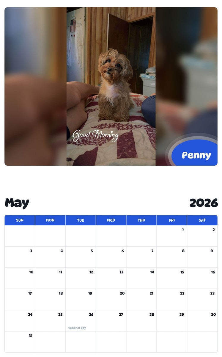 2026 - 2027 Penny - Pawidols Pet Calendar