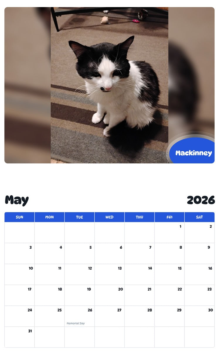 2026 - 2027 Mackinney - Pawidols Pet Calendar