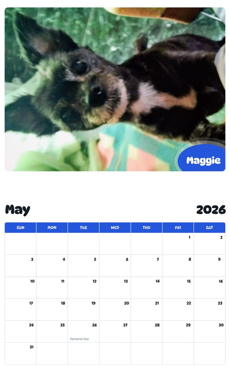 2026 - 2027 Maggie - Pawidols Pet Calendar
