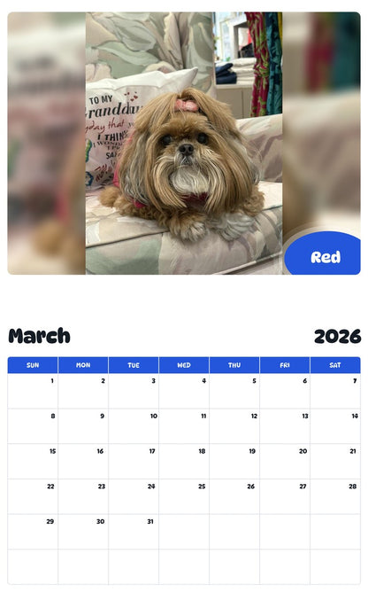 November 2025 - October 2026 Red - Pawidols Pet Calendar