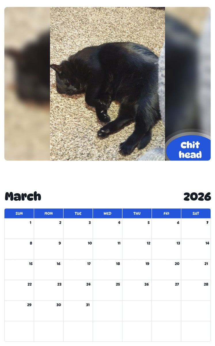 November 2025 - October 2026 Chit head - Pawidols Pet Calendar