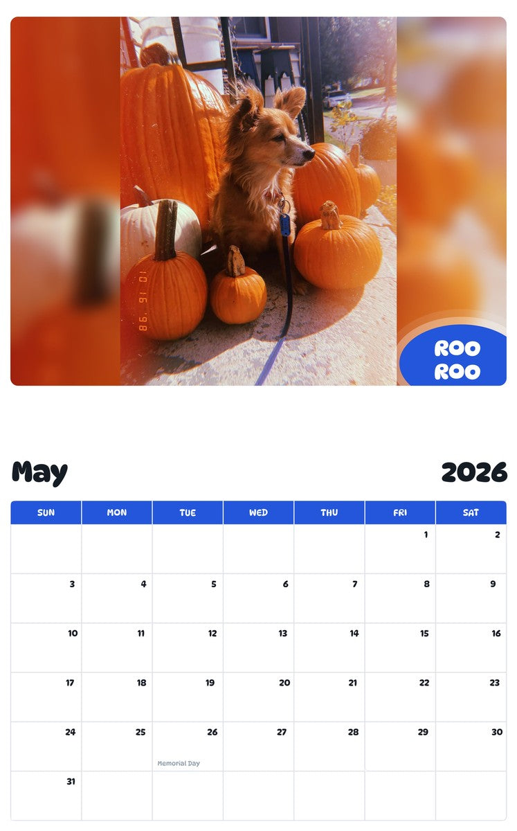 2026 - 2027 ROO  ROO - Pawidols Pet Calendar
