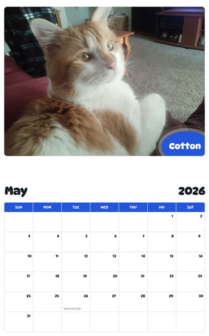 2026 - 2027 Cotton - Pawidols Pet Calendar