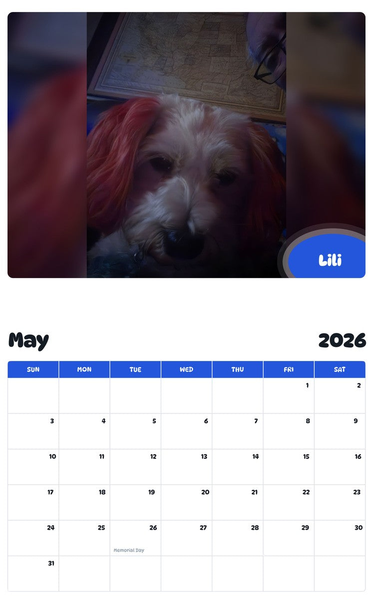 2026 - 2027 Lili - Pawidols Pet Calendar