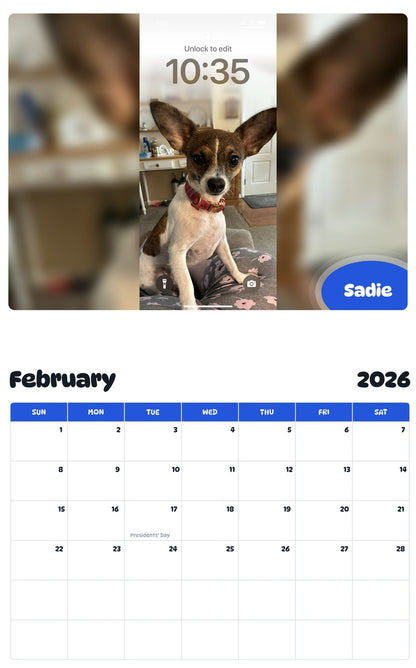 October 2025 - September 2026 Sadie - Pawidols Pet Calendar