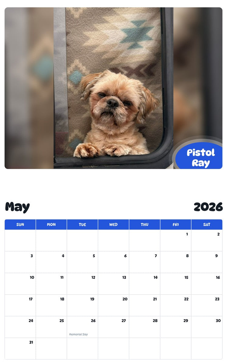 2026 - 2027 Pistol Ray - Pawidols Pet Calendar