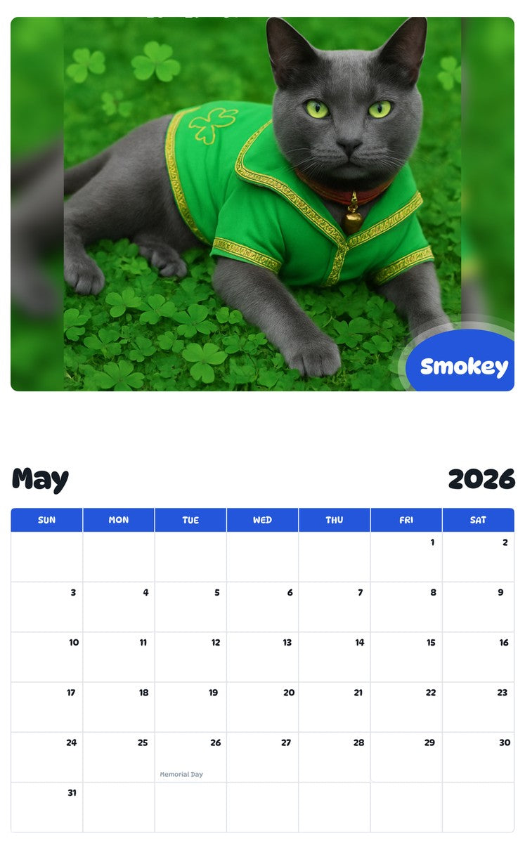 2026 - 2027 Smokey - Pawidols Pet Calendar