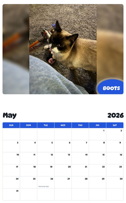 2026 - 2027 BOOTS - Pawidols Pet Calendar