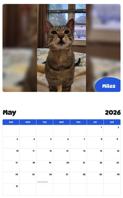 2026 - 2027 Miles - Pawidols Pet Calendar