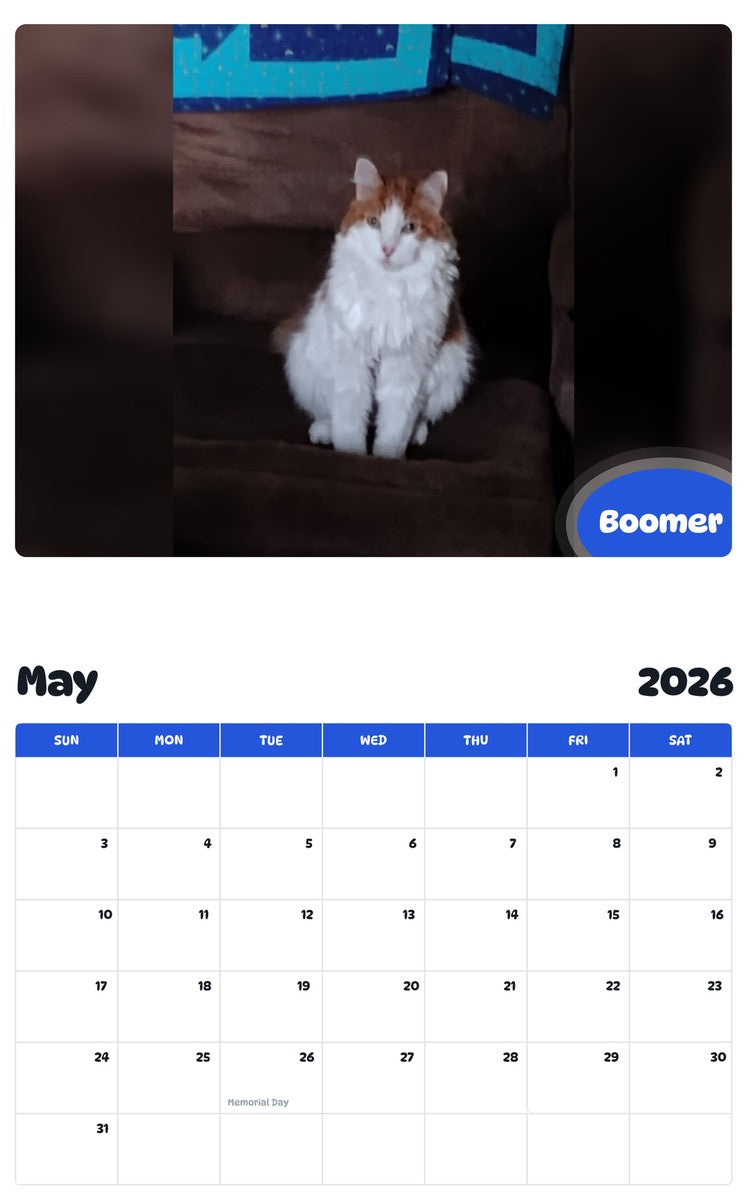 2026 - 2027 Boomer - Pawidols Pet Calendar