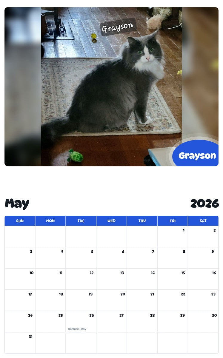 2026 - 2027 Grayson - Pawidols Pet Calendar