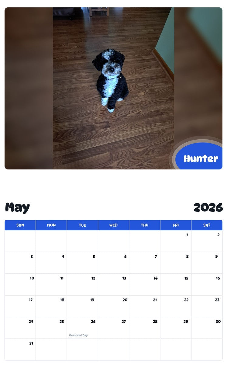 2026 - 2027 Hunter - Pawidols Pet Calendar