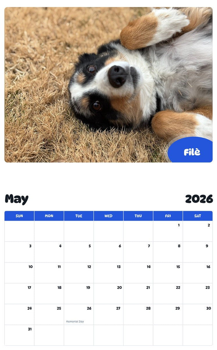 2026 - 2027 Filè - Pawidols Pet Calendar