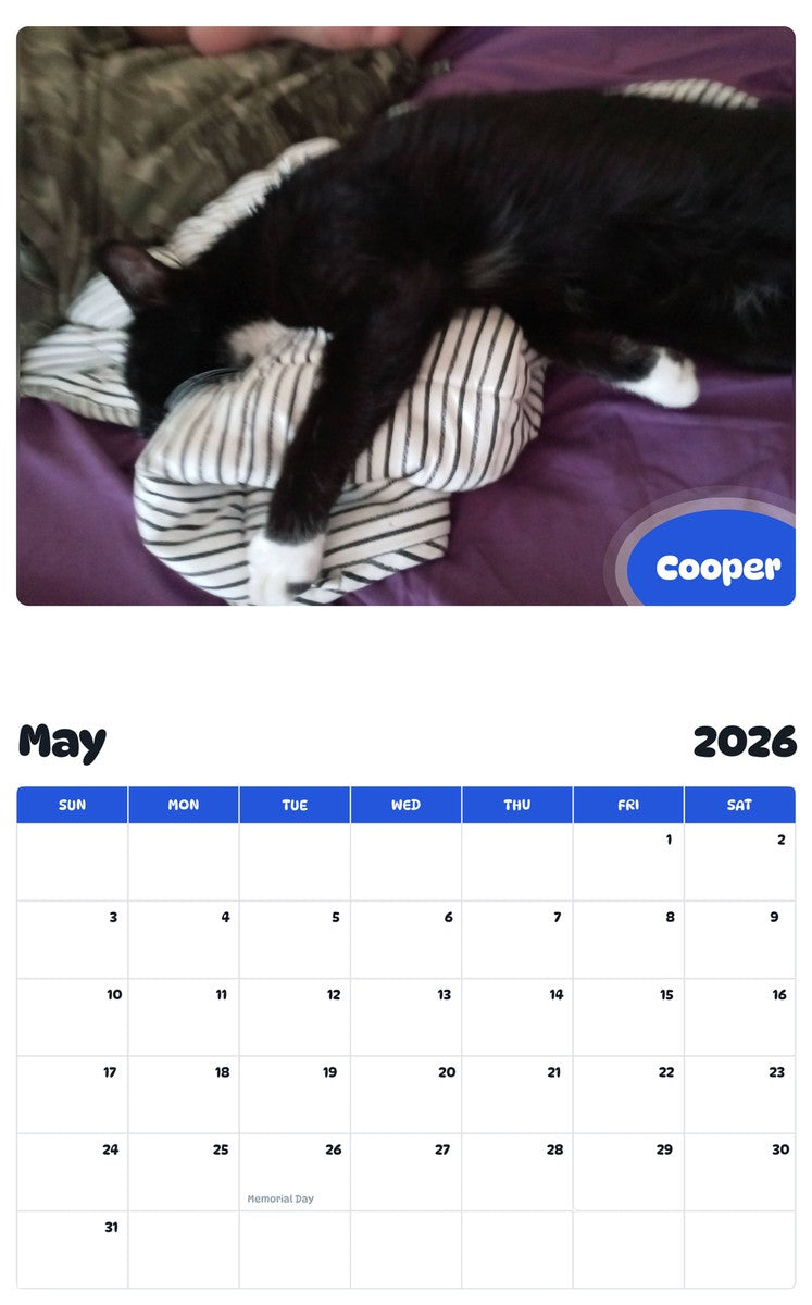 2026 - 2027 Cooper - Pawidols Pet Calendar