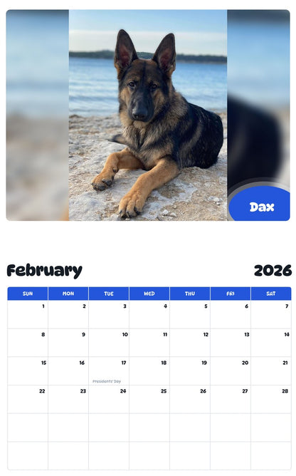 October 2025 - September 2026 Dax - Pawidols Pet Calendar
