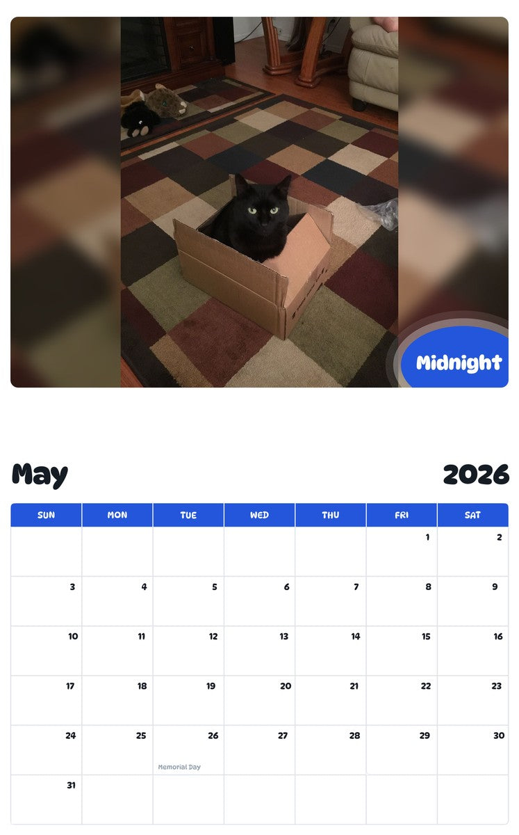 2026 - 2027 Midnight - Pawidols Pet Calendar