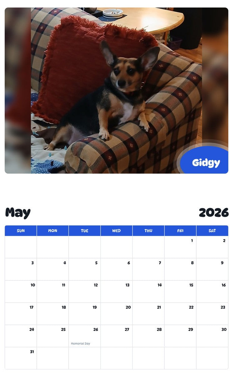 2026 - 2027 Gidgy - Pawidols Pet Calendar