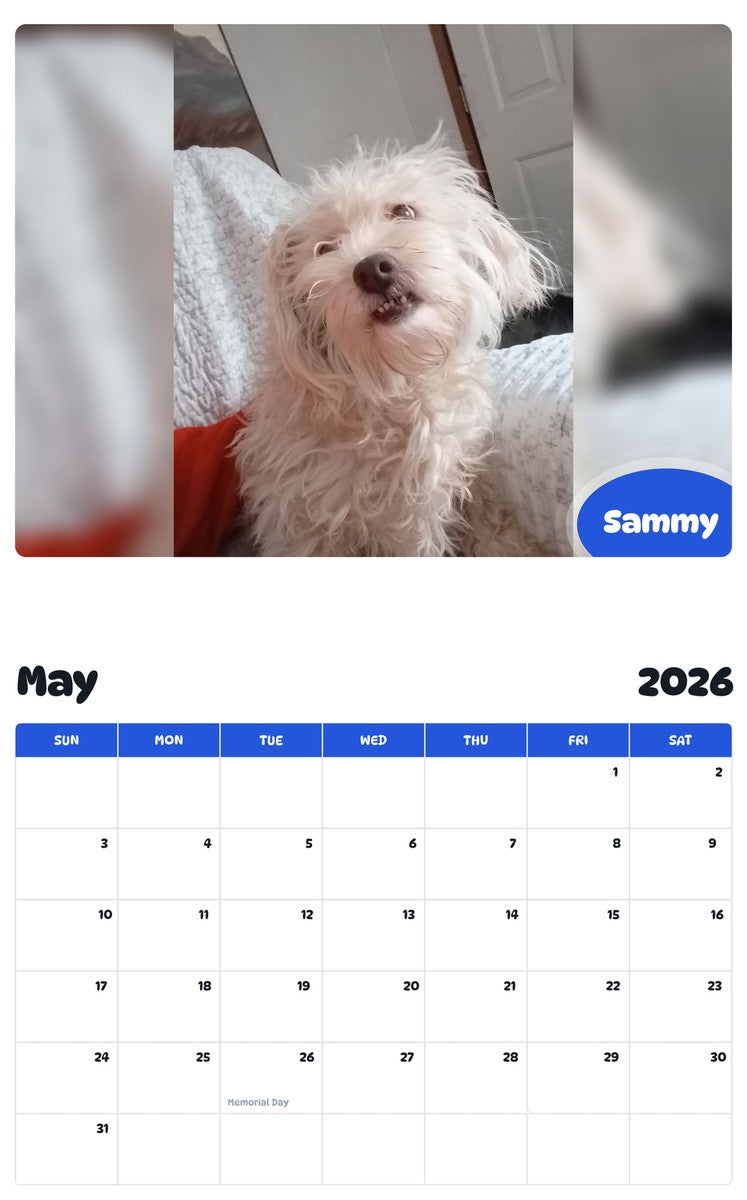 2026 - 2027 Sammy - Pawidols Pet Calendar