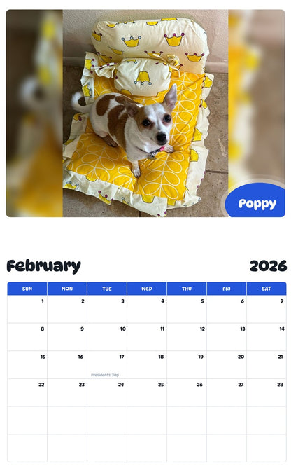 October 2025 - September 2026 Poppy - Pawidols Pet Calendar