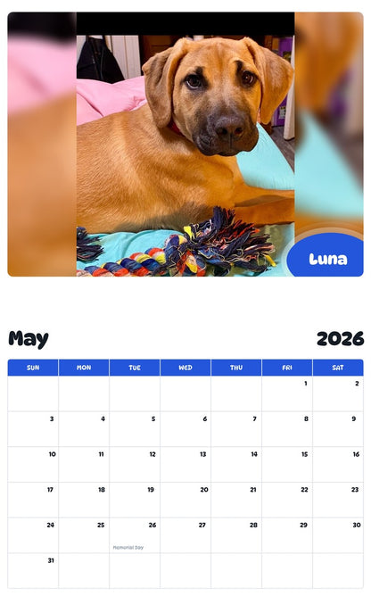 2026 - 2027 Luna - Pawidols Pet Calendar