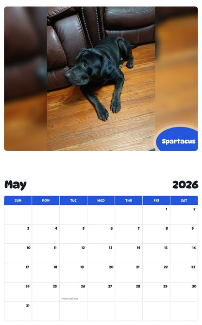 2026 - 2027 Spartacus - Pawidols Pet Calendar