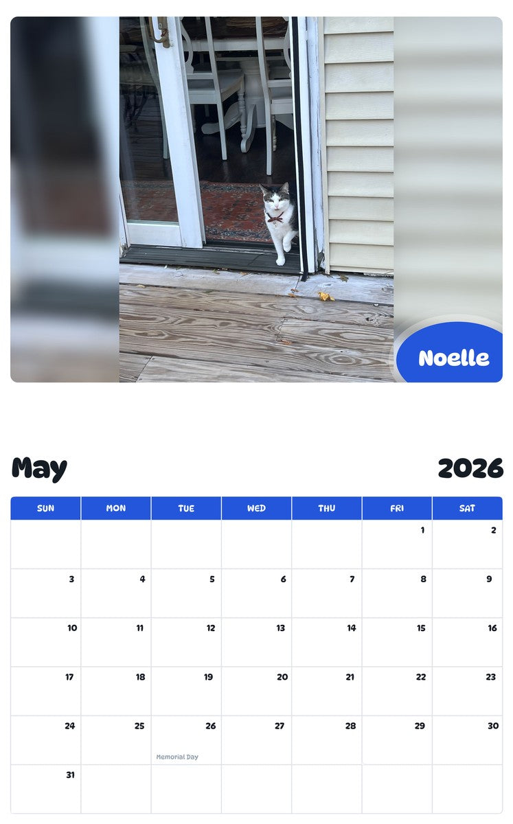 2026 - 2027 Noelle - Pawidols Pet Calendar
