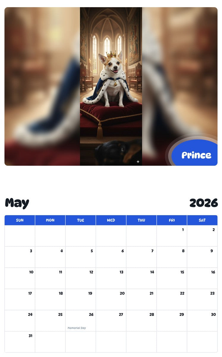 2026 - 2027 Prince - Pawidols Pet Calendar