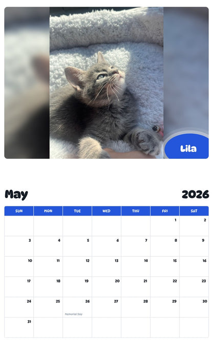 2026 - 2027 Lila - Pawidols Pet Calendar