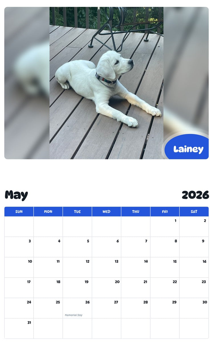 2026 - 2027 Lainey - Pawidols Pet Calendar