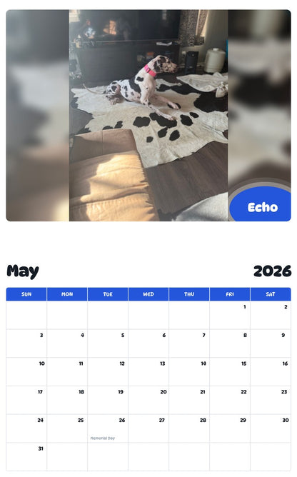 2026 - 2027 Echo - Pawidols Pet Calendar