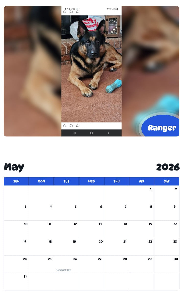 2026 - 2027 Ranger - Pawidols Pet Calendar