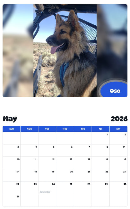 2026 - 2027 Oso - Pawidols Pet Calendar