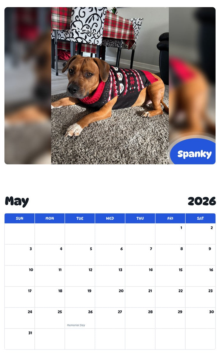 2026 - 2027 Spanky - Pawidols Pet Calendar