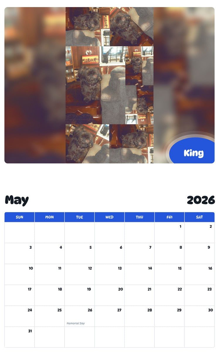 2026 - 2027 King - Pawidols Pet Calendar