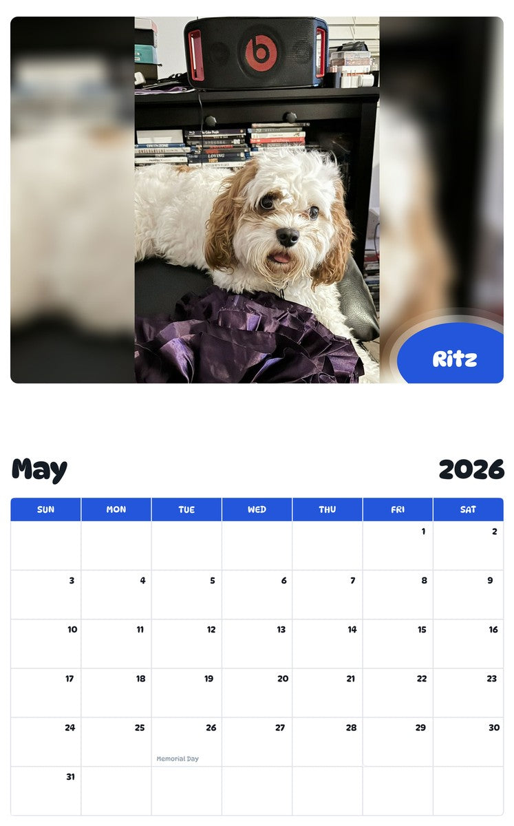 2026 - 2027 Ritz - Pawidols Pet Calendar