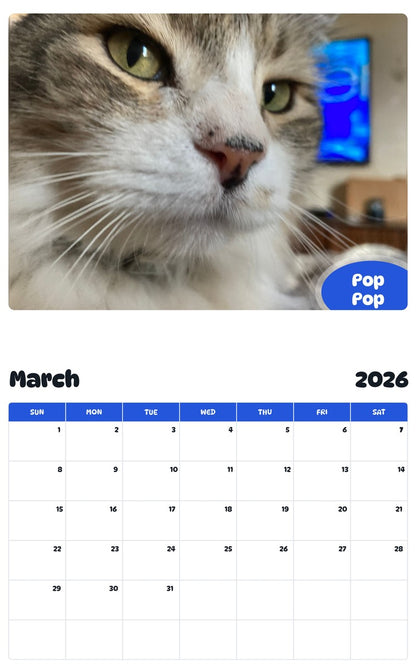 November 2025 - October 2026 Pop Pop - Pawidols Pet Calendar