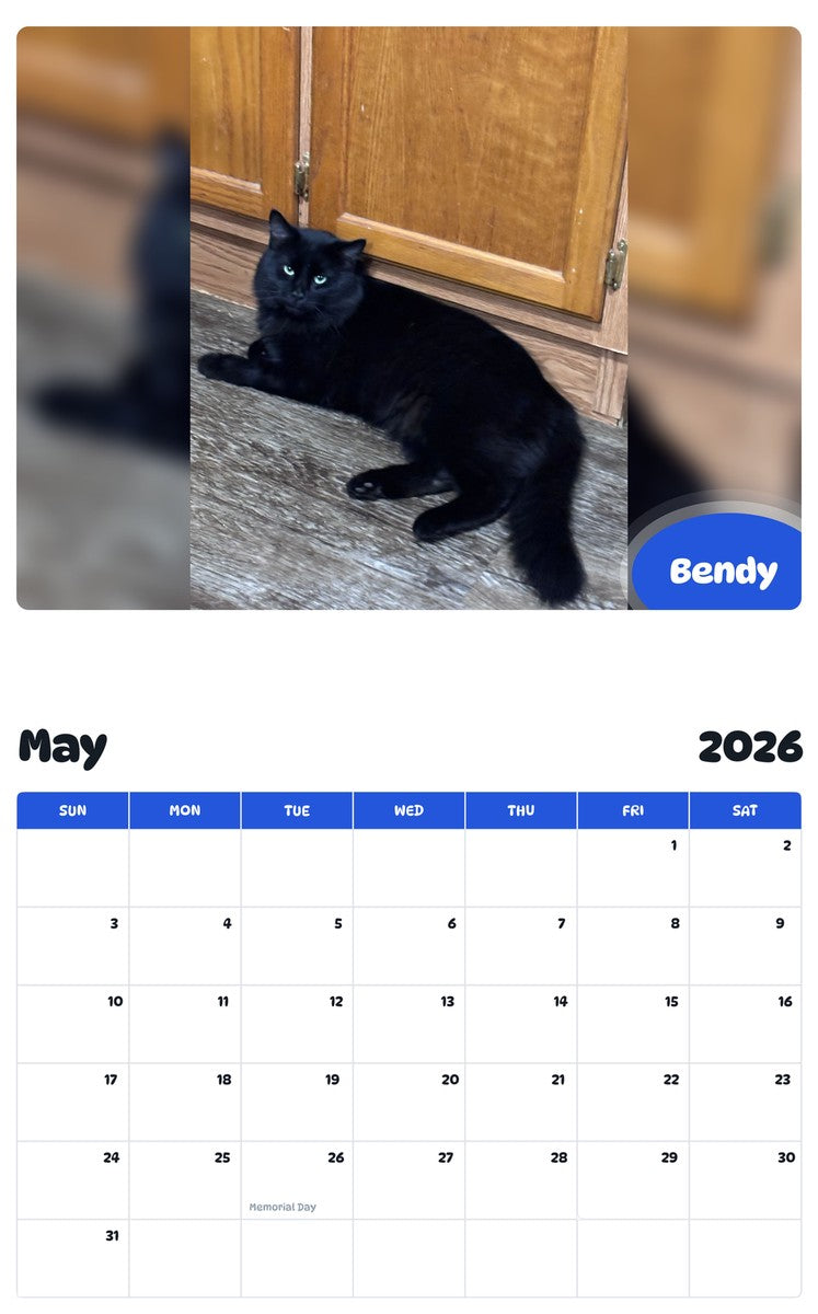 2026 - 2027 Bendy - Pawidols Pet Calendar