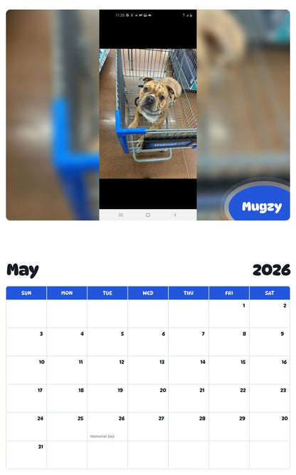 2026 - 2027 Mugzy - Pawidols Pet Calendar