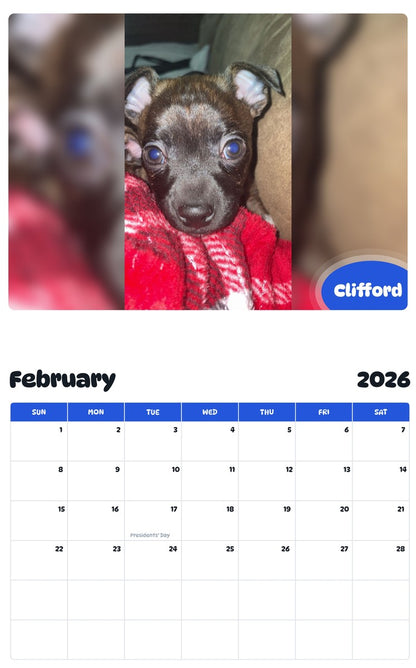 October 2025 - September 2026 Clifford - Pawidols Pet Calendar