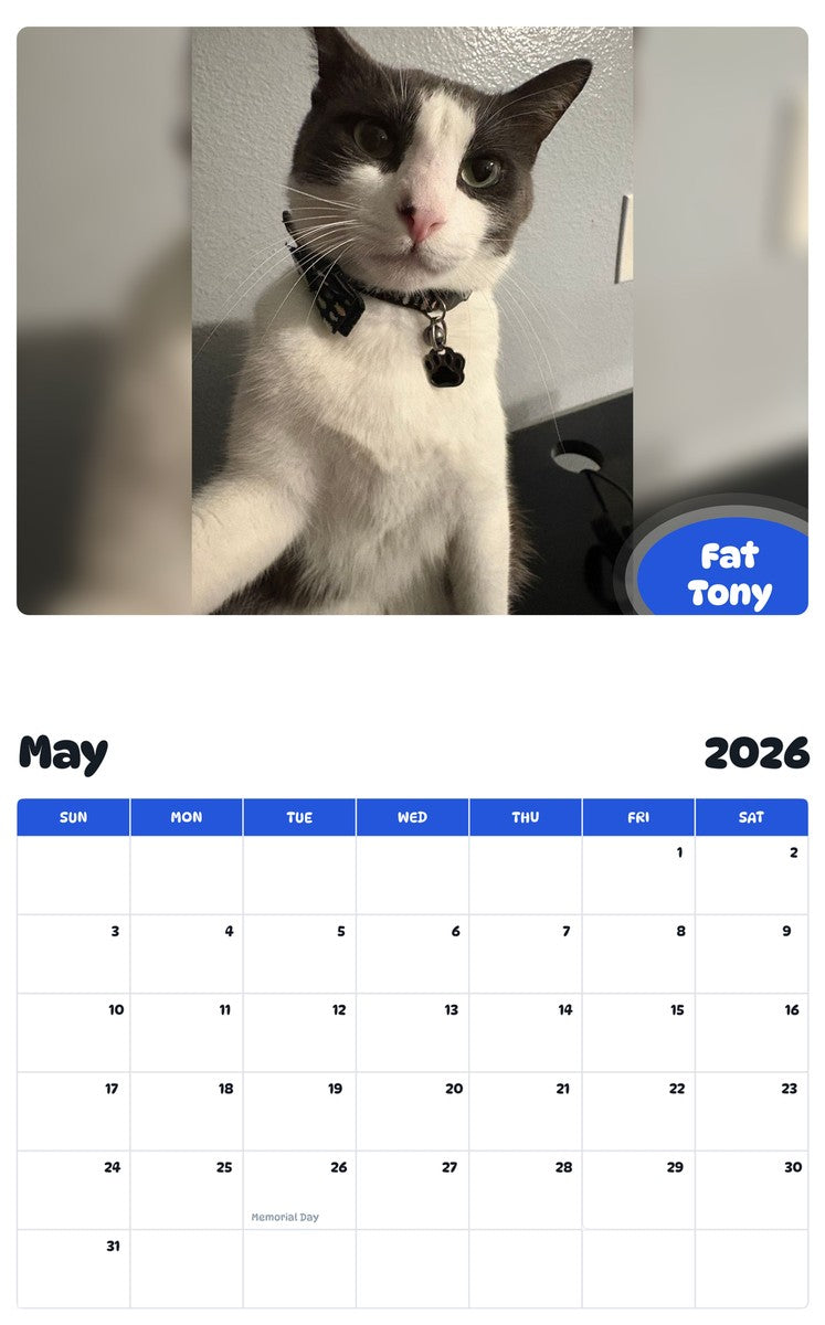 2026 - 2027 Fat Tony - Pawidols Pet Calendar