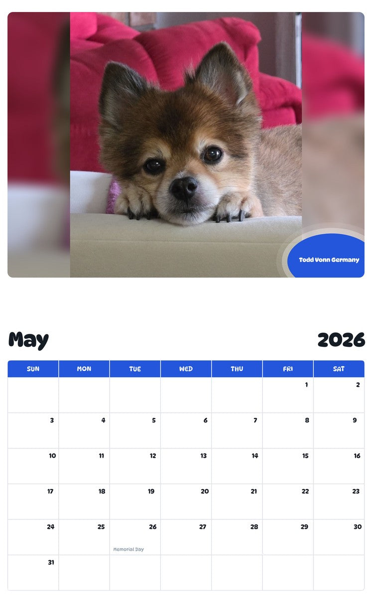 2026 - 2027 Todd Vonn Germany - Pawidols Pet Calendar
