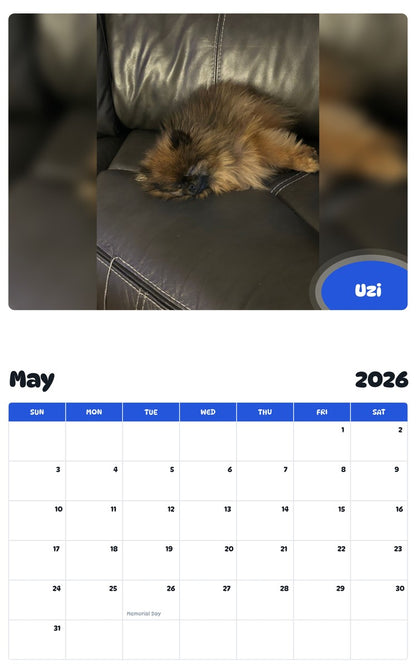 2026 - 2027 Uzi - Pawidols Pet Calendar