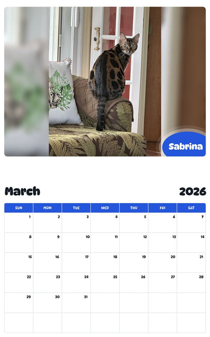 November 2025 - October 2026 Sabrina - Pawidols Pet Calendar