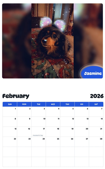 October 2025 - September 2026 Jasmine - Pawidols Pet Calendar