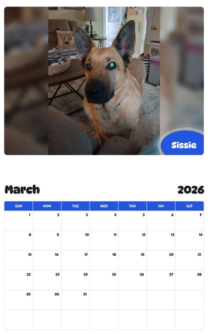 November 2025 - October 2026 Sissie - Pawidols Pet Calendar