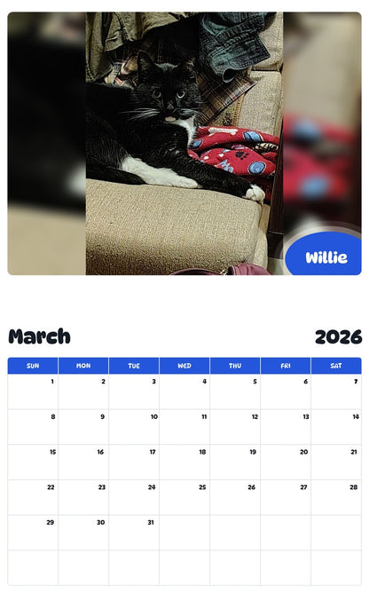 November 2025 - October 2026 Willie - Pawidols Pet Calendar
