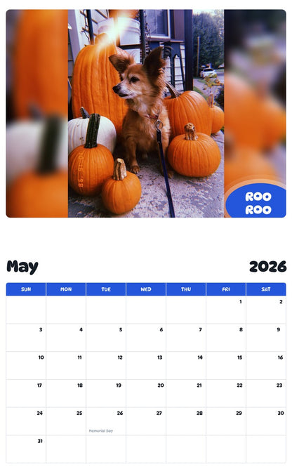2026 - 2027 ROO ROO - Pawidols Pet Calendar